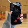 Adequado para Capa de Celular Samsung S26Ultra A90 Preto Mi S24 Vidro Temperado A16 Capa Protetora de Flores A07