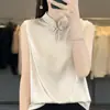 Chaleco nuevo de verano vintage sin mangas con cuello mao y botones para mujer, nuevo estilo chino, holgado y adelgazante, adecuado para usar solo o en capas