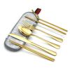 Vajilla práctica de acero inoxidable transfronteriza de Amazon, juego de 7 piezas (1010 cuchillos, tenedores, cucharas, palillos y pajita), ideal para viajes al aire libre.