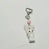 Flocagem de resina fofa tridimensional colorida roupas gato chaveiro pingente chaveiro de carro chaveiro de bolsa