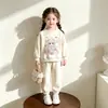 Conjunto de Moletom com Capuz para Bebê Primavera Outono Estiloso Meninos Meninas Manga Longa Roupa Externa Estilosa Calças Casuais Esportivas Conjunto de Duas Peças para Criança