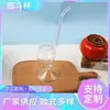 Copo de Vidro de Borossilicato Alto Estilo Ins Transparente Cristal Tubo Copo de Suco com Canudo Taça de Vidro