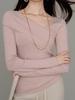 ¡alta calidad! Suéter de Primavera para Mujer Nuevo de Manga Larga con Cuello Palabra Elegante Suéter Versátil Top Elegante