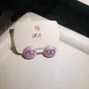 Aretes Morados con Esmalte de Goteo, Retro, Únicos y de Alta Gama, Aretes con Forma de Corazón, Elegantes Aretes Franceses de Flor de Lirio para Mujer