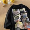 Camiseta de Moda Talla Grande Ropa para Hombre Niños Suelta Manga Corta Dibujos Animados Pesada Manga Corta Camiseta Moda de Verano para Hombre Marca