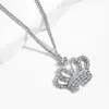 Elegante y Precioso Collar con Colgante en Forma de Corona Totalmente Cubierto de Pedrería Estilo Neutro para Hombres y Mujeres Parejas Uso Diario