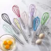 Batedor de 10 polegadas Creme Clara de Ovo Silicone Cabo de Aço Inoxidável Misturador Ferramenta Manual Haste de Mistura Arame Portátil