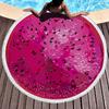 Toalha de praia com borla redonda colorida e criativa 3D de frutas transfronteiriças, protetor solar, xale, toalha de banho de secagem rápida, tapete de piquenique