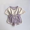 Roupa infantil coreana algodão estampa de animal moderna manga curta blusa + shorts cintura elástica conjunto esportivo