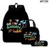 Jogo 3D Novo Transfronteiriço Cultive um Jardim Mochila Escolar, Estojo, Bolsa de Ombro Conjunto de Três Peças com Estampa