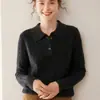 2025 Novo Outono e Inverno Gola Polo Trançado Espesso Cashmere Suéter Feminino Tricô Camisa de Base Camisa Elegante Suéter Interno