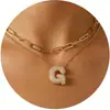 Nuevo Producto Transfronterizo de Amazon Collar con Letras de Burbuja Moda y Versátil Collar con Colgante de Pedrería Multicapa para Uso Diario