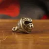 Pingente de sino vintage em latão puro, sino Vajra estilo Xizang, sino com caractere de fortuna, sino de cobre, coleção de sinos de mão, pequeno item decorativo