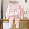 Novos Conjuntos Infantis Outono e Inverno, Roupas e Calças de Outono, Roupas Infantis 100% Algodão, Pijamas Infantis Casuais Fofos, Fornecimento de Fábrica
