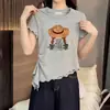 Camiseta Estampada Estilo Coreano para Mujer, Nuevo Diseño de Verano 2026, Top Versátil Único con Volantes Asimétricos de Manga Corta