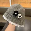 Gorro de Punto para Niños Transfronterizo Otoño e Invierno Estilo Coreano para Niñas Sombrero de Pescador de Encaje Cálido de Lana Protección para Orejas de Bebé Sombrero de Cubo