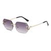 Gafas de sol sin montura de nuevo estilo con bordes cortados, Gafas poligonales de moda europea y americana para mujer, Gafas de moda callejera trendy