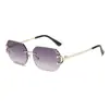 Nuevas gafas de sol Kajia estilo ins sin montura con borde cortado, gafas poligonales de moda europea y americana para celebridades de internet para mujer, gafas de alta gama