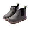 Botas de cuero para niños de primavera y otoño transfronterizas, Botas Martin casuales para niños, Zapatos infantiles retro de moda engrosados para niñas con cremallera lateral