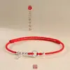 Pulsera de Hilo Rojo para Mujer, Pulsera Roja Tejida a Mano de Plata, Pulsera Fina de Pareja, Tobillera, Pulsera con Broche de Seguridad