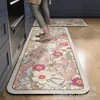 Felpudo de Cocina con Diseño de Azulejo Retro, Absorbente de Agua, Absorbente de Aceite, Resistente a las Manchas, Felpudo Largo para el Hogar, Secado Rápido, Antideslizante, Suave de Diatomeas