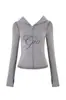 Iamgia*G conjunto de chaqueta corta con capucha de estampado de letras regular en hombros, estampado de leopardo, corte ajustado, elástico, con cremallera, y pantalón largo