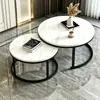 Conjunto Moderno Nórdico de Mesas de Centro Empilháveis Pequeno Apartamento Redondo Simples Criativo Sala de Estar Toque de Luxo Combinação de Mesa Redonda Grande e Pequena