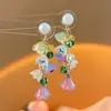 Pendientes Redondos de Flor Colorida Tejidos a Mano Pendientes Frescos de Dopamina Estilo Vacacional Pendientes de Nicho de Gama Alta