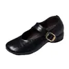 Zapatos de mujer de tacón bajo estilo francés, nueva colección otoño 2026, cómodos y versátiles, zapatos de cuero retro de punta fina con suela blanda para mujer