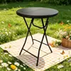 Mesa Redonda Plegable para Exteriores, Mesa de Té Simple para el Hogar, Mesa de Café Estilo Europeo, Mesa de Reuniones de Ocio, Mesa Plegable Negra
