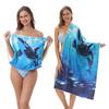Toalla de playa plegable de gran tamaño 80X160, toalla de baño estampada, toalla de playa integrada, bolsa integrada, portátil