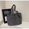 Bolsas para Mulheres Estilo Coreano Simples Cordão Bolsa de Mão Casual Grande Capacidade Bolsa de Lona Lavada Cor Sólida Bolsa de Ombro para Mulheres