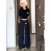 Temporada de comercio transfronterizo: Jeans de pierna ancha de mezclilla en color piel de vaca, nuevo estilo de verano para personas petite, diseño versátil con colores contrastantes, corte holgado
