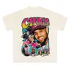 Camiseta de Manga Corta Estampada de Chris Brown Hip Hop Retro Americano Marrón Algodón Pesado Lavado Vintage Camiseta Moderna