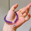 Pulsera de Plata 925 de 6mm de Amatista Natural Uruguaya Púrpura Real Vítrea