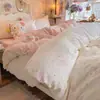 Conjunto de cama de gaze dupla nublada de quatro peças 2026 novo estampado estilo ins conjunto de cama de três peças para dormitório estudantil quarto