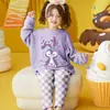 Pijama para Niña, Pijama Infantil de Medio Terciopelo, Terciopelo Coral de Dibujos Animados, Cálido y Suave, Engrosado para Otoño e Invierno, Ropa de Casa