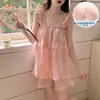 Pijama Nuevo de Verano 2026 para Mujer con Copas, Tirantes de Algodón Tejido Nube, Conjunto Dulce de Ropa para el Hogar Estilo Princesa