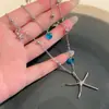 Collar de Cadena para Clavícula con Borla de Estrella de Mar de Doble Capa Estilo Vacaciones en la Playa Brisa Marina de Verano Joyería de Lujo Ligero y de Alta Gama Venta al por Mayor