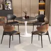 Juego de silla de madera maciza nórdica de lujo ligero y mesa de conferencias de losa de roca, adecuado para oficinas de ventas, hoteles, oficinas y recepciones de negocios; mesa redonda pequeña