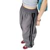 Pantalones deportivos retro de rayas estilo americano para hombre y mujer, pantalones de secado rápido, verano, delgados, holgados, de pierna ancha, casuales, para jazz, danza callejera