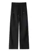 Estilo old money, calça casual plissada minimalista, com caimento fluido, perna reta para homens, design de outono, caimento relaxado, calça longa larga e solta