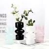 Decoración de jarrón de vidrio vintage, alto valor estético, adecuado para la sala de estar, estilo ins, nicho, para flores frescas, tulipanes cultivados en agua, lirios, rosas