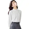 Elegante camisa de manga larga estilo francés para mujer, primavera y otoño 2026, top de gasa para usar por capas por dentro, color blanco