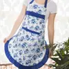 Delantal de Bolsillo Floral con Lazo Lindo Estilo Coreano Rosa Moda Cuello Delantal Casero Hotel Restaurante