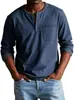 Camiseta Masculina de Manga Longa com Gola Redonda para Outono e Inverno - Pulôver Respirável Slim Casual Camiseta Básica de Manga Longa - Top