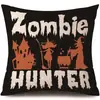 Funda de Almohada Halloween Calabaza Divertida Transfronteriza Amazon Estampado de Lino Funda Decorativa para Cojín de Sofá del Hogar