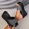 Chinelos Plataforma Femininos de Tamanho Grande para Uso Externo, Salto Ultra-Alto, Solado Grosso, Sandálias Abertas
