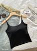 Camisola sin espalda en forma de U para mujer con almohadillas de látex en el pecho, tirantes finos integrados, prenda exterior de verano adelgazante, top bonito en la espalda