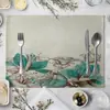 Jogo americano de mesa de jantar com estampa floral Tapete de mesa europeu Utensílios de cozinha Guardanapo de mesa ocidental Porta-copos LOGOTIPO
